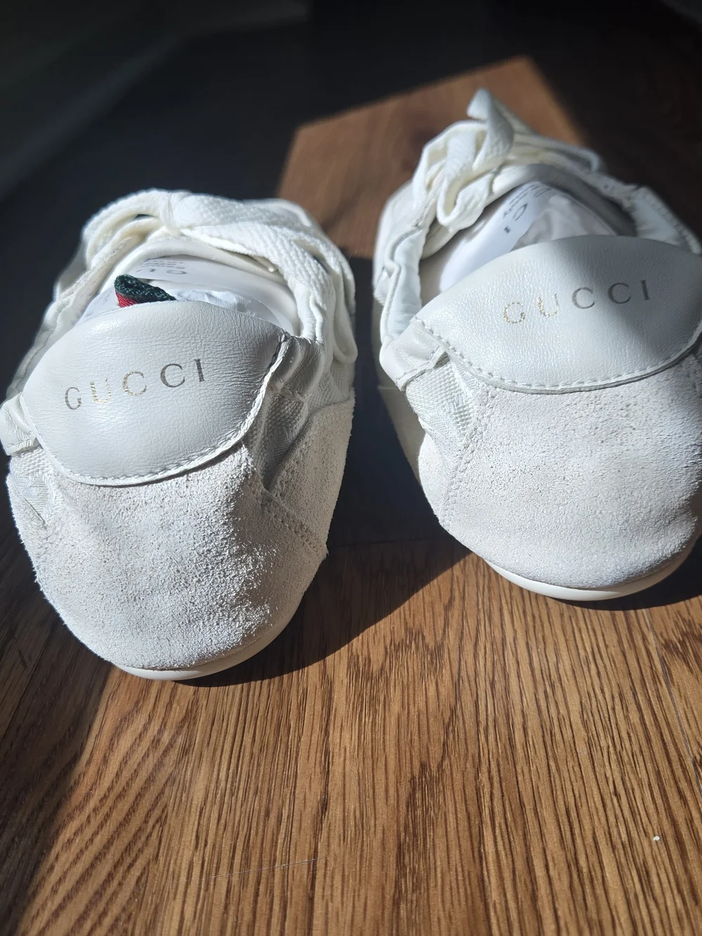 Gucci Women's Shift Sneaker - White with Green & Red Stripe